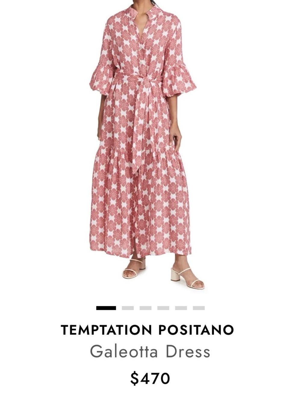 Pink Floral Button-Front Maxi Dress with Ruffled Sleeves arabesco roso color